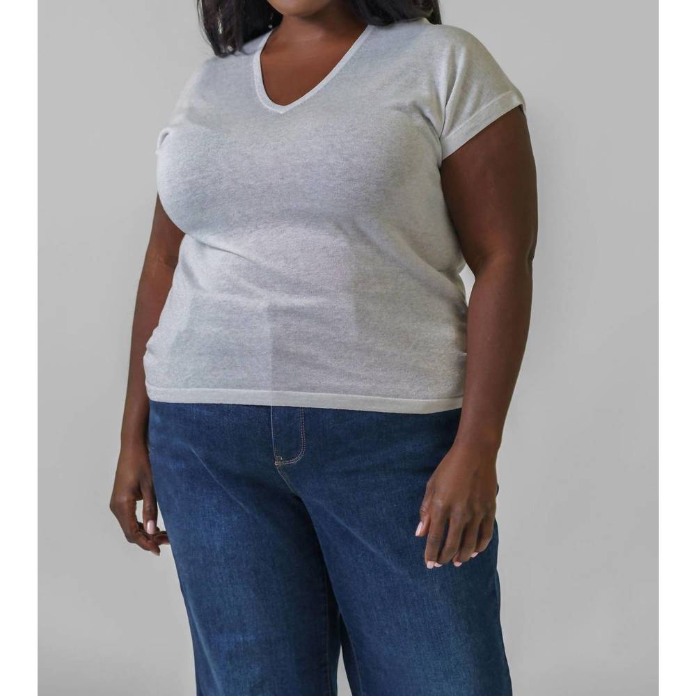 NEW ESTHEME silk linen sparkle top - plus in grey